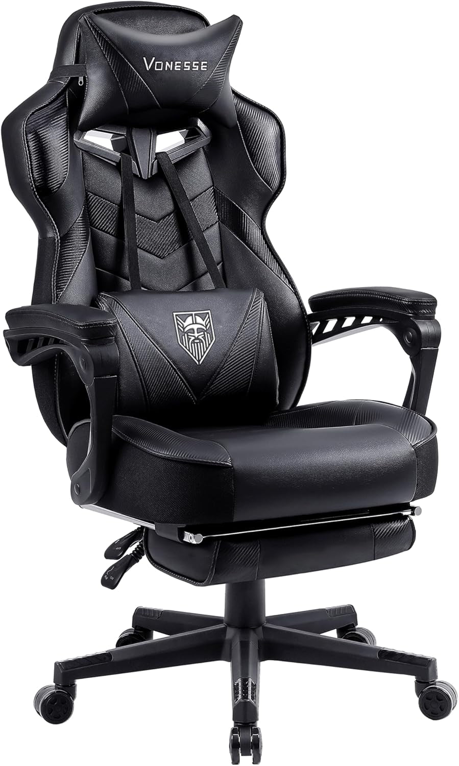 Gaming Chair with Footrest,Big and Tall Gaming Chairs for Adults,Computer Chair for High Back and Massage,Reclining Gamer Ergonomic Office Desk Chair(Black)